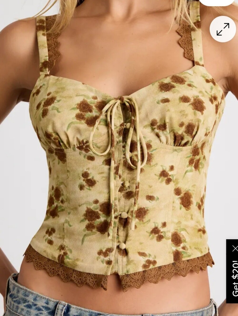 Lulus Josetta Light Green Floral Crochet Lace Button-front Tank Top - Size L